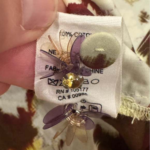 Ulla Johnson Aria blouse Yellow Brown Beaded Cotton Button Down Size 2 NWOT - Picture 10 of 13